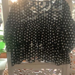 Layered/Cropped Sheer polka dot shirt.Size 6